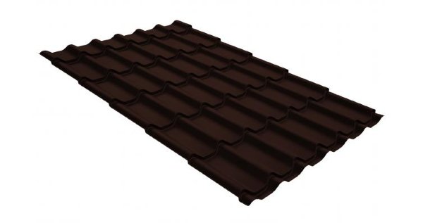 Металлочерепица классик GL 0,5 GreenCoat Pural Matt RR 887 шоколадно-коричневый (RAL 8017 шоколад) купить в Краснодаре