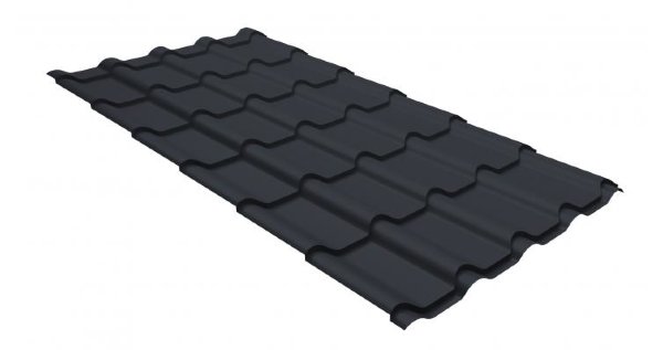Металлочерепица камея GL 0,5 GreenCoat Pural matt RR 23 темно-серый (RAL 7024 мокрый асфальт) купить в Краснодаре