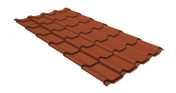 Металлочерепица камея GL 0,5 GreenCoat Pural RR 750 кирпично-красный (RAL 8004 терракота) купить в Краснодаре