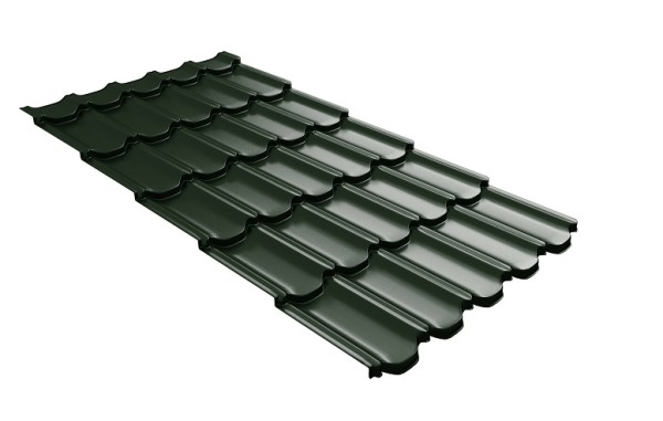 Металлочерепица квинта плюс с 3D резом 0,5 GreenСoat Pural Matt RR 11 темно-зеленый (RAL 6020 хромовая зелень) купить в Краснодаре