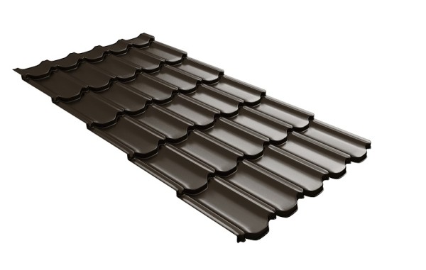 Металлочерепица квинта плюс с 3D резом 0,5 GreenСoat Pural Matt RR 32 темно-коричневый (RAL 8019 серо-коричневый) купить в Краснодаре