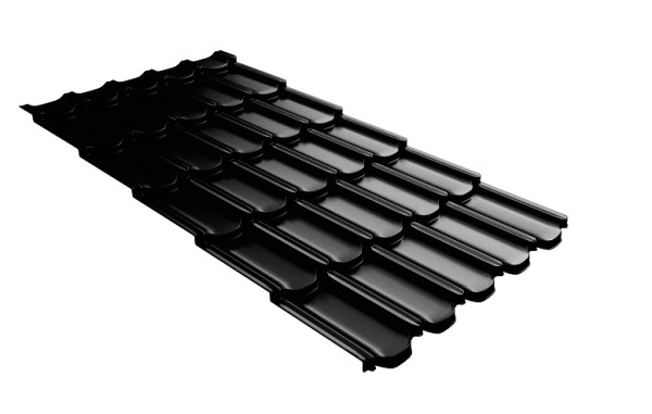 Металлочерепица квинта плюс с 3D резом 0,5 GreenСoat Pural Matt RR 33 черный (RAL 9005 черный) купить в Краснодаре