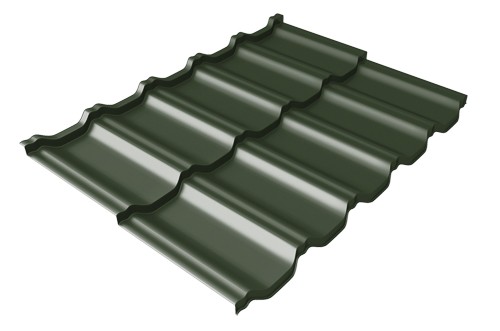 Металлочерепица модульная Квинта Uno Grand Line c 3D резом 0,5 GreenСoat Pural Matt RR 11 темно-зеленый (RAL 6020 хромовая зелень) купить в Краснодаре