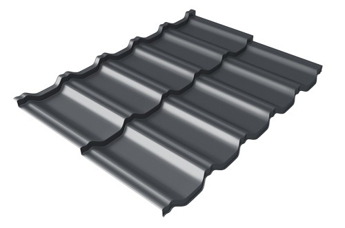 Металлочерепица модульная Квинта Uno Grand Line c 3D резом 0,45 PE RAL 7024 мокрый асфальт купить в Краснодаре