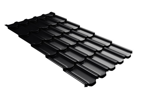 Металлочерепица квинта плюс с 3D резом 0,5 Satin Мatt RAL 9005 черный купить в Краснодаре