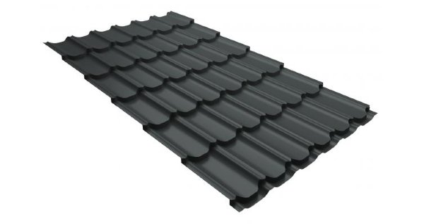 Металлочерепица квинта плюс 0,5 GreenCoat Pural RR 23 темно-серый (RAL 7024 мокрый асфальт) купить в Краснодаре